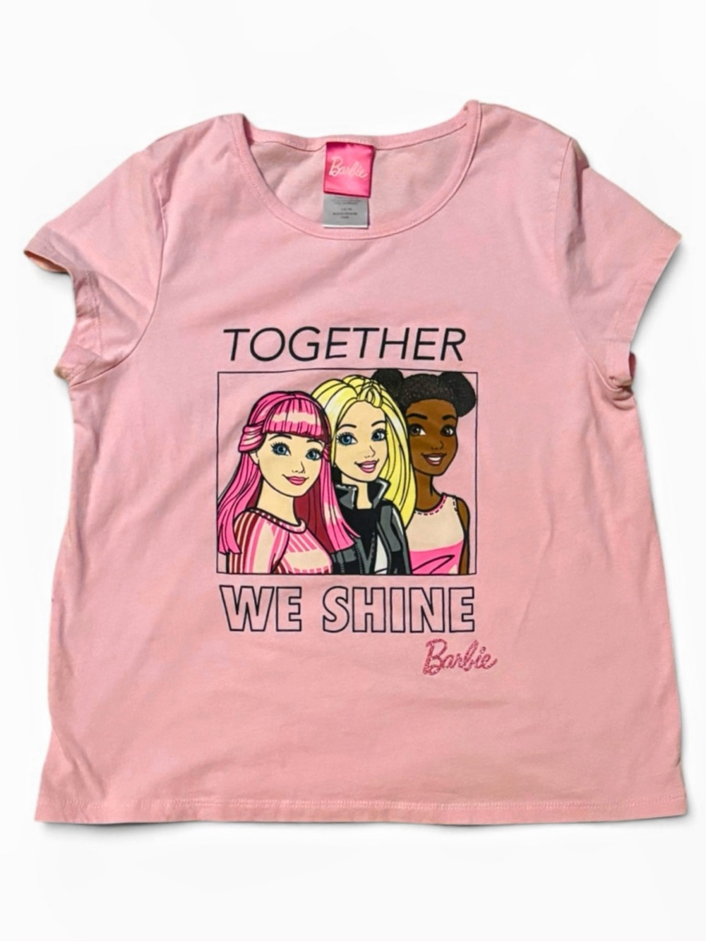 Barbie Together We Shine Pink Graphic T-Shirt Girls 14/16